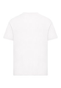 Hvid bomulds-t-shirt, kortærmet, rund hals. Glat tekstur, ensartet design, ingen mønstre eller grafik synlige. Kun bagvisning.