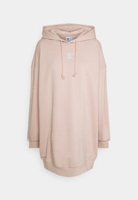 Hellrosa, oversized Hoodie mit einer Kordelzugkapuze, Fronttasche und gesticktem Logo. Hergestellt aus weichem Stoff mit gerippten Bündchen.
