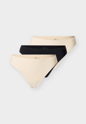 PURE NO SHOW THONG SOLID 3 PACK - Siaurikės - beige/black