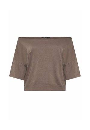 Yours Clothing, PLUS SIZE CASUAL TOPS - Basic T-shirt - brown