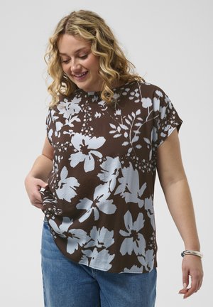Kaffe Curve, KCMILA PRINTED BLOUSE - T-shirt imprimé - coffee bean blue fog flower
