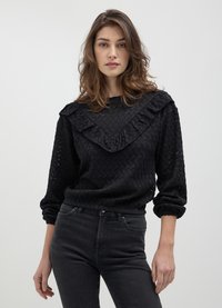 Calliope TRAFORATA CON ROUCHES - Maglione - nero
