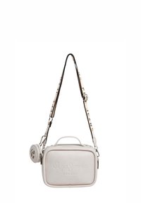 Borsa a tracolla in pelle bianca con chiusura a zip, superficie testurizzata, manico superiore e tracolla regolabile con marchio "Pepe Jeans".