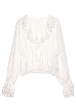 RUFFLE LONG SLEEVE - Bluza - white