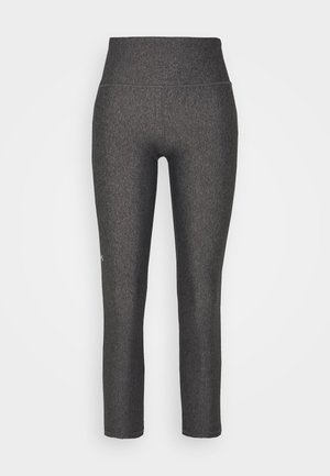 Grijze cropped leggings met een zachte textuur en een elastische tailleband. Kenmerkt een subtiel gemêleerd patroon en een klein logo op het onderbeen.