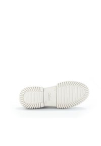 Light-colored rubber shoe sole with textured treads, featuring a label reading "Gabor" and size 4½ embossed on the side.