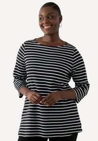 Ulla Popken RAYÉ EN PIMA ENCOLURE BATEAU ET MANCHES - Maglietta a manica lunga - black