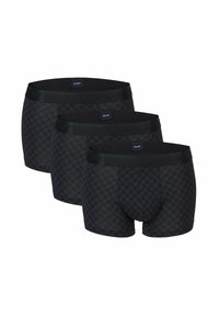 Set di boxer neri caratterizzato da un motivo geometrico, vita elastica con logo del brand e design aderente. Tessuto in morbida consistenza.