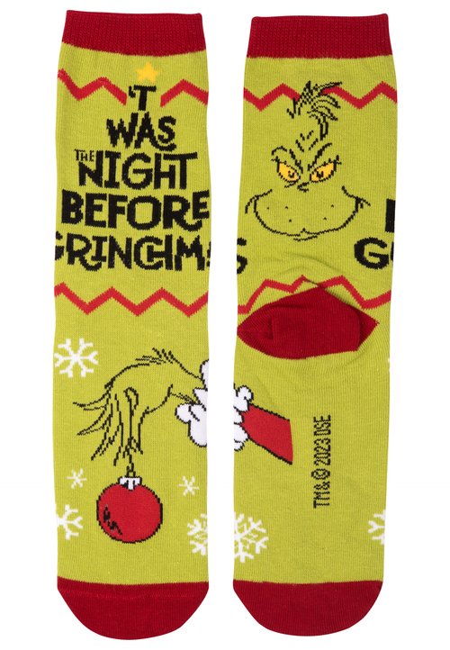 United Labels® Haussocken The Grinch Hüttensocken Haussocken Bommel Sherpa Futter Kuschelsocken