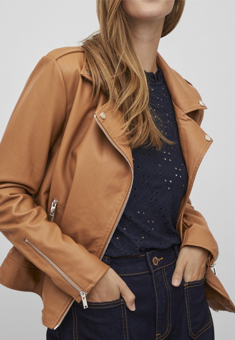 VILA Kunstlederjacke brown/braun (Pre-owned)