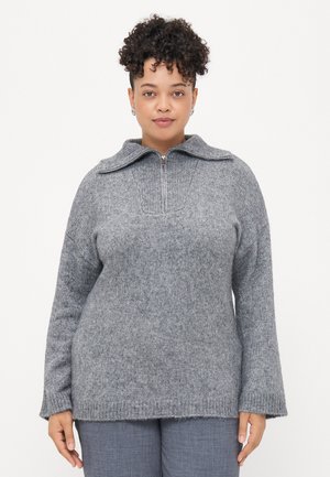 VMCMIRLA HIGHNECK ZIPPER - Striktrøje - medium grey melange