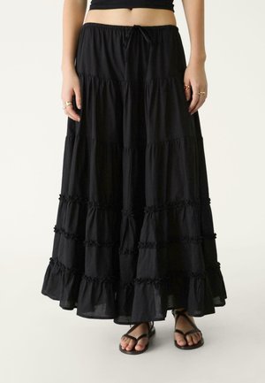 RUFFLED - Maxisukňa - black