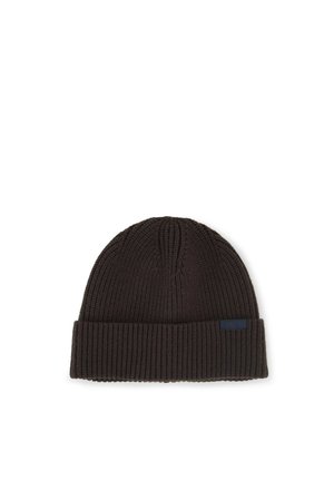TOM TAILOR, TOM TAILOR ACCESSOIRE BEANIE MÜTZE MIT LOGO-LABEL - Mütze - dark chocolate brown