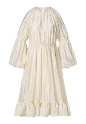 Malina, LEONTINE POUF SLEEVE RUFFLED MIDI DRESS - Cocktail φόρεμα / Φόρεμα για πάρτι - pearl