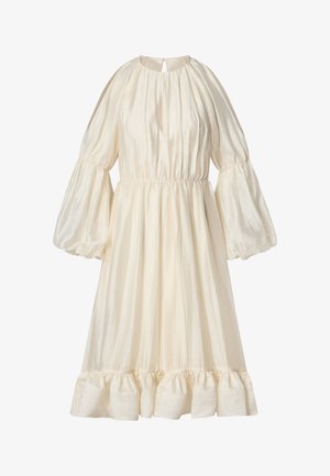 Malina, LEONTINE POUF SLEEVE RUFFLED MIDI DRESS - Cocktail dress / Party dress - pearl