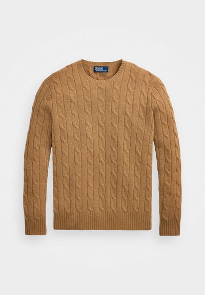 Polo Ralph Lauren THE ICONIC CABLE KNIT CASHMERE JUMPER UNISEX - Pulover - brown sugar melange