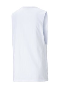 Vit ärmlös topp med rund halsringning och rak skärning. Slät textur, minimalistisk design, inga mönster eller utsmyckningar synliga.