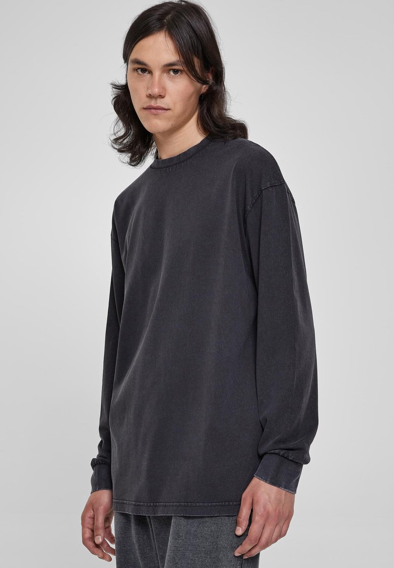 Urban Classics HEAVY BOXY ACID WASH LONGSLEEVE - Hosszú ujjú felső - black