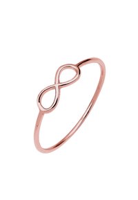 Roségold-Armband mit einem Unendlichkeitssymbol-Design, mit einer glatten, polierten Oberfläche und einem schmalen, einfachen Band.