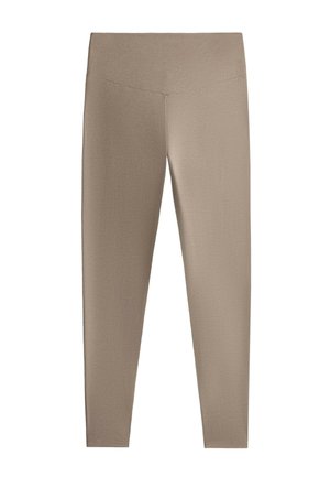OYSHO, COMFORTLUX HIGH-WAISTED ANKLE-LENGTH HEATHERED LEGGINGS - Leggings - dark mink