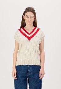 GANT CONTRAST V NECK VEST - Vest - cream