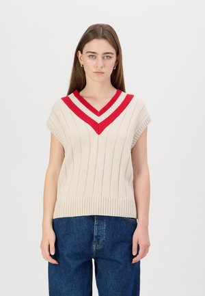 CONTRAST V NECK VEST - Mellény - cream