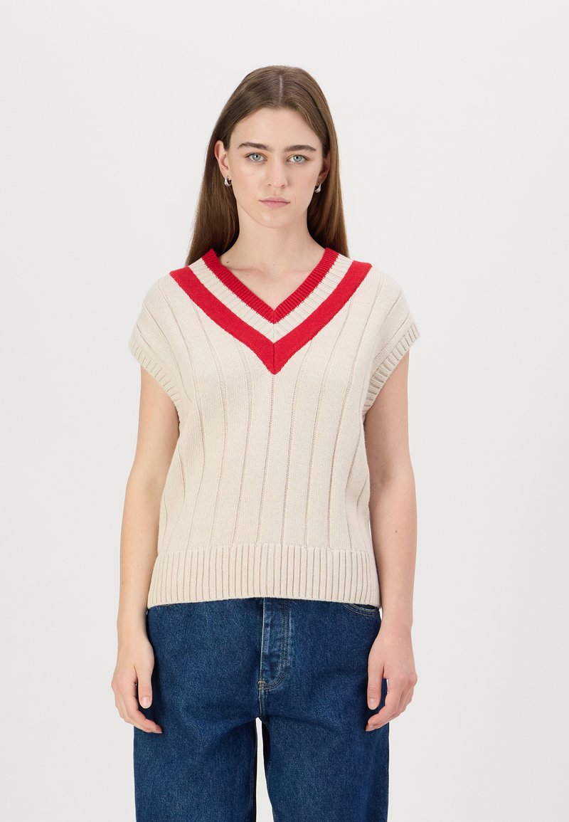 GANT CONTRAST V NECK VEST - Vest - cream