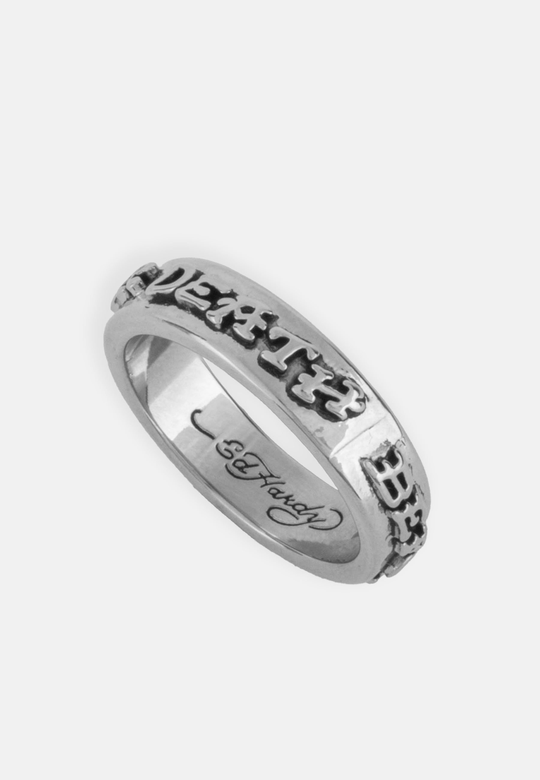 Ed Hardy DEATH BEFORE DISHONOR BANDリング Ed Hardy Death Before Dishonor Dagger Signet Ring - Silver