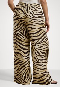Lauren Ralph Lauren Woman ZEBRA-PRINT LINEN WIDE-LEG PANT - Pantaloni - cream/brown