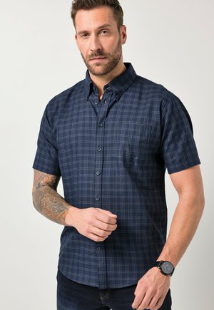 JP1880, HALF-SLEEVE BUTTON-DOWN COLLAR MODERN FIT PLAID SHIRT UP TO SIZE 8 XL - Chemise - navy blue