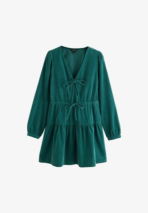 Next, TALL FIT - LONG SLEEVE V-NECK TIE CORD MINI DRESS - Robe de jour - teal blue
