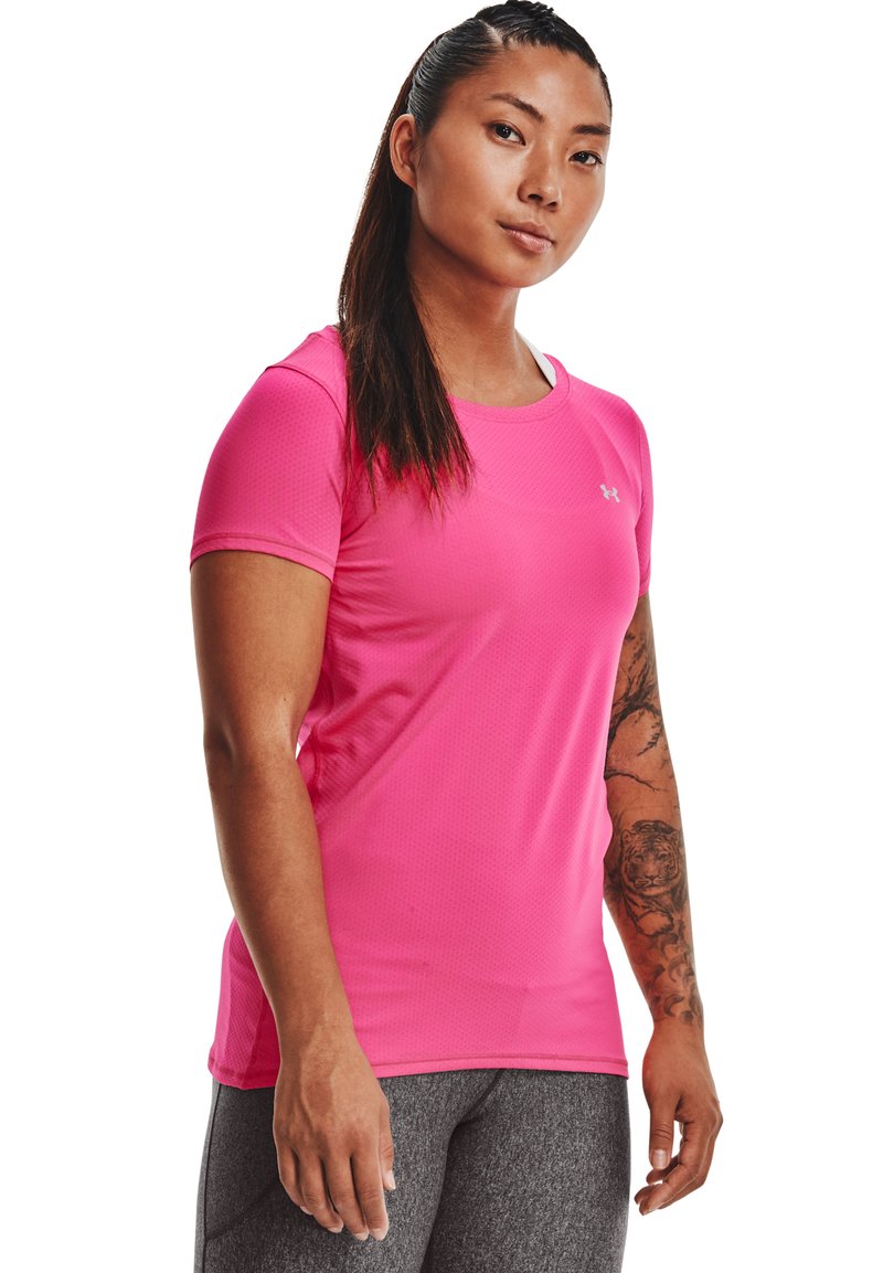 Under Armour HEATGEAR ARMOUR - T-shirt desportiva - electro pink // metallic silver