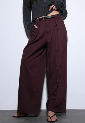 WIDE LEG - Pantalon classique - burgundy