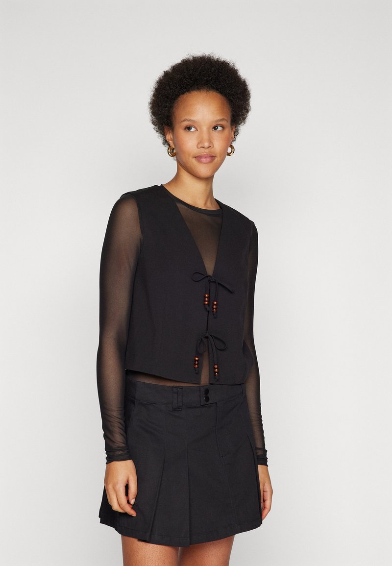 Vero Moda - VMWAVE STRING WAISTCOAT - Brezrokavnik - black, Povečajte