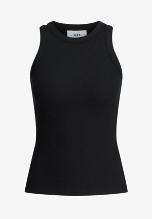 Must have must tume slimem tank top must ümmarguse kaelusega ja ilma varrukateta disainiga. Sile tekstuur, vormikujuline ja nähtamatute detailideta.