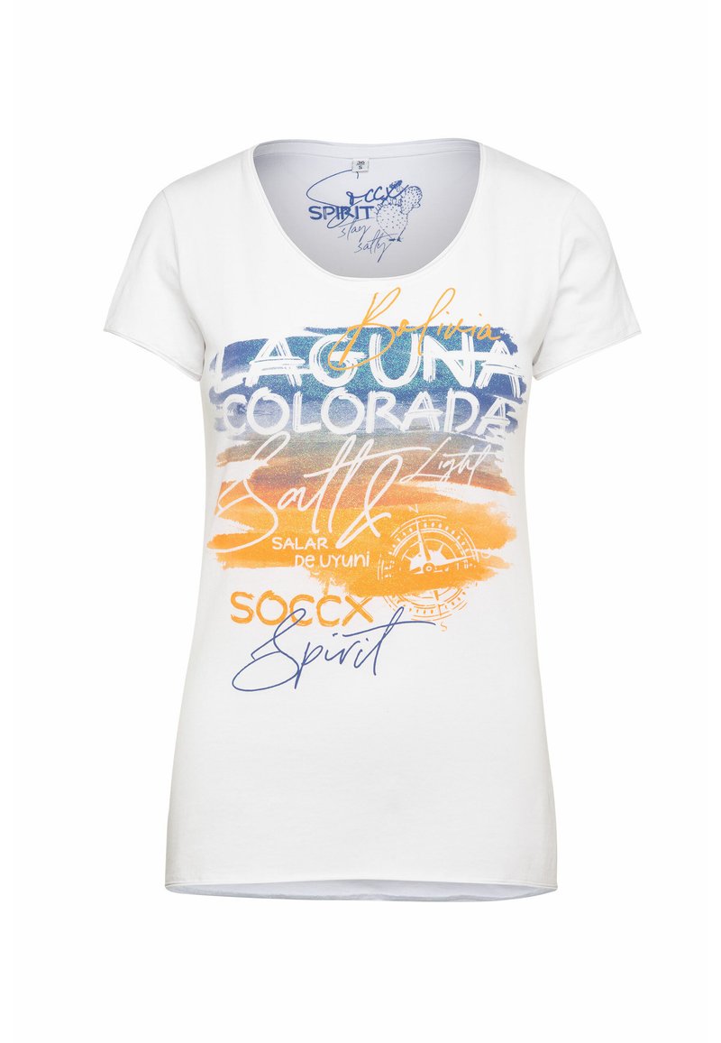 Soccx Mit Artwork Und Used Kanten Print T Shirt Opticwhite Zalando De