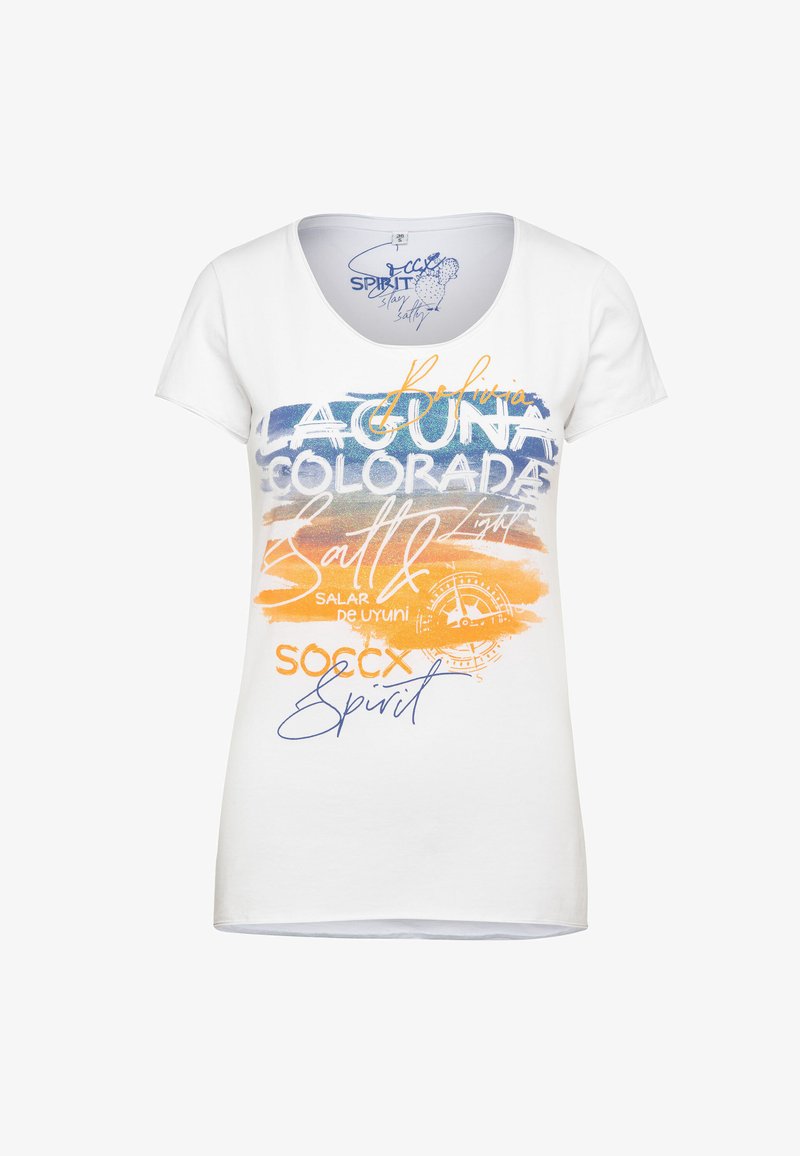 Soccx Mit Artwork Und Used Kanten Print T Shirt Opticwhite Zalando De