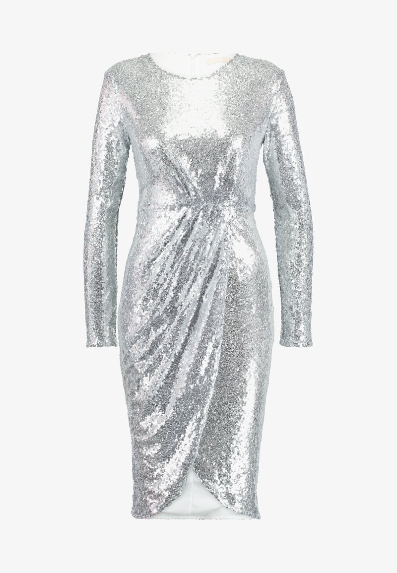 Nly by Nelly PADDED SEQUIN DRESS Cocktailjurk silver Nly by Nelly SEQUIN WRAP GOWN Galajurk silver Zalando.nl