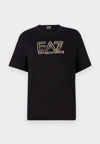 T-shirt con stampa - black/gold