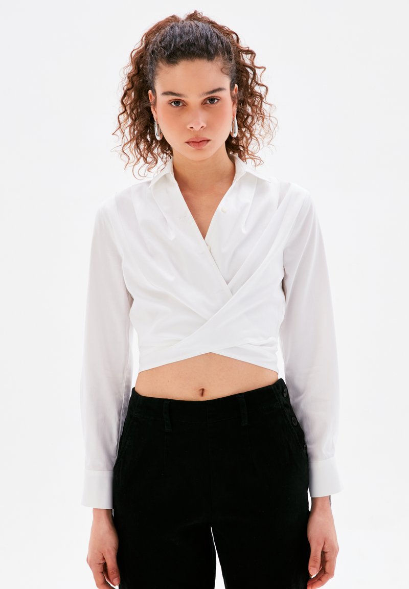 adL DOUBLE BREASTED LONG SLEEVE Buttondown blouse white Zalando.de