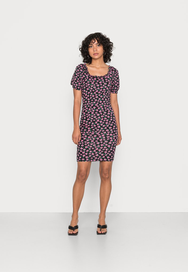 Damen Kleider | Pieces PCMARIBEL DRESS Jerseykleidblack/pink/schwarz - EO23358 Damen Kleider | Pieces PCMARIBEL DRESS Jerseykleidblack/pink/schwarz - EO23358