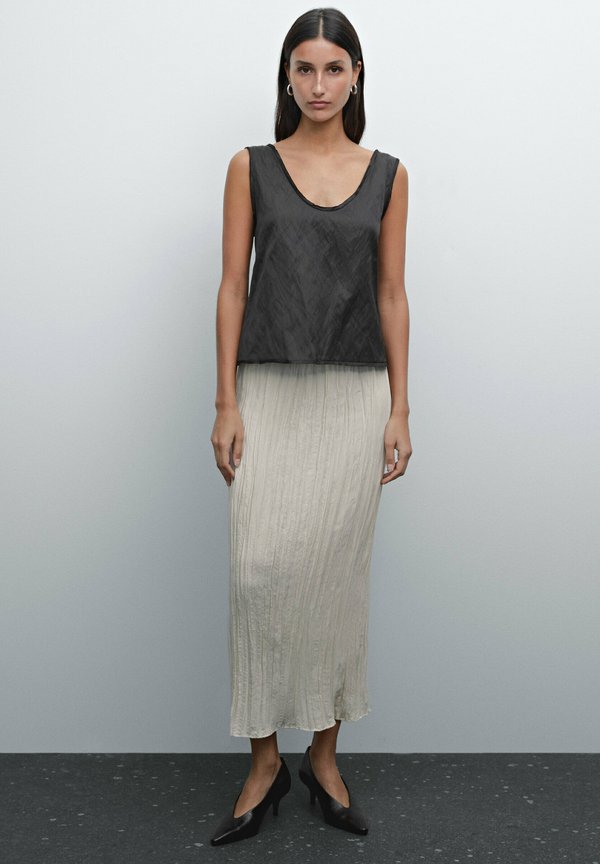 FLOWING - Pleated skirt - beige