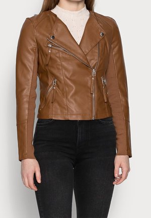 Imiteret læderjakke - tan