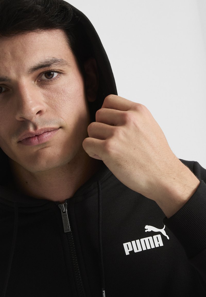 Puma LOGO  - Majica s kapuljačom i patentnim zatvaračem - black