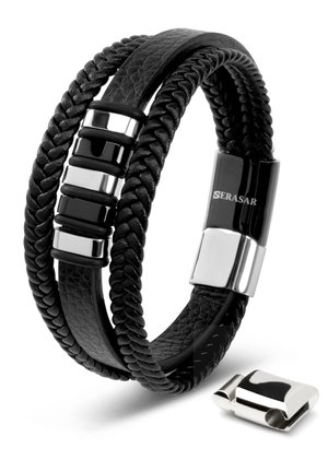 Armband - schwarz silberfarben