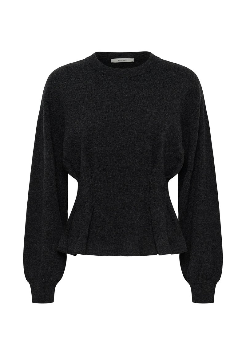 Gestuz MANZI WAIST PULLOVER - Strickpullover - deep graphite melange ...