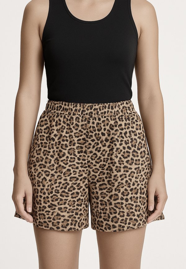LEOPARDENMUSTER MIT ELASTISCHEM BUND - Shorts - braun