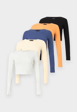 5 PACK - T-shirt à manches longues - parchment/tangerine/deep blue/egret/black