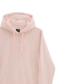 Lichtroze hoodie met een trekkoordcapuchon, kangoeroezak en geborduurd "Vans"-logo. Gemaakt van zachte stof met een gladde textuur.