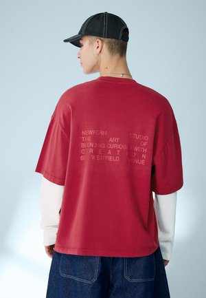 DOUBLE SLEEVE PRINT - Top s dlhým rukávom - light red